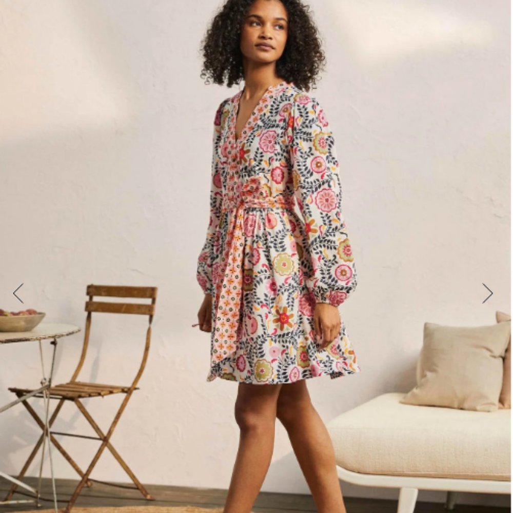 Boden Floral Mini Dress - Pink and White